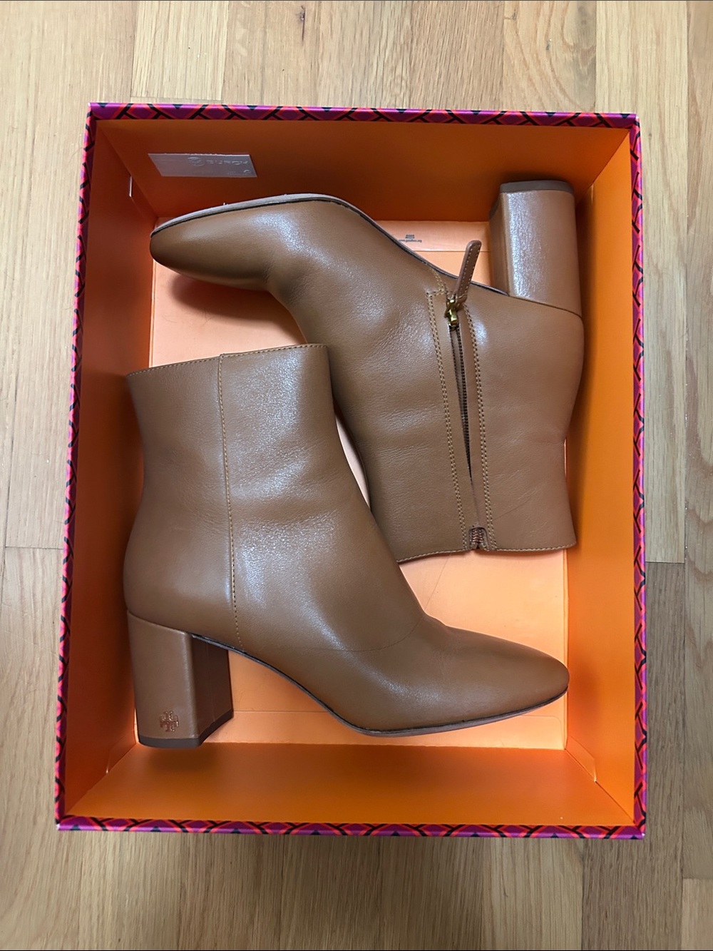 Tory Burch Rosenthal Brown Leather Block Heel Ankle Boots